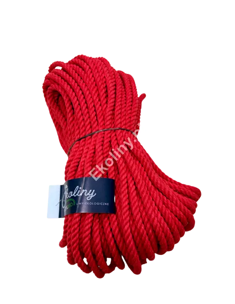 Lina bawełniana czerwona 8 mm - 50 metrów bieżących
